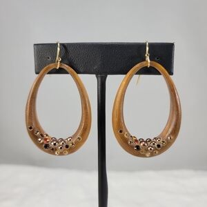 Alexis Bittar Lucite Amber Gem Encrusted Drop Earrings